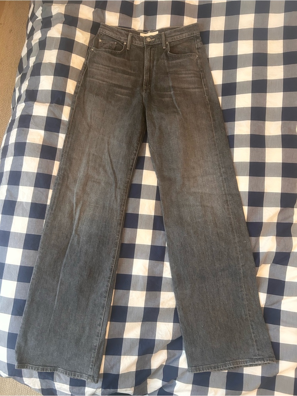 MOTHER Straight-Leg Jeans in Faded Black